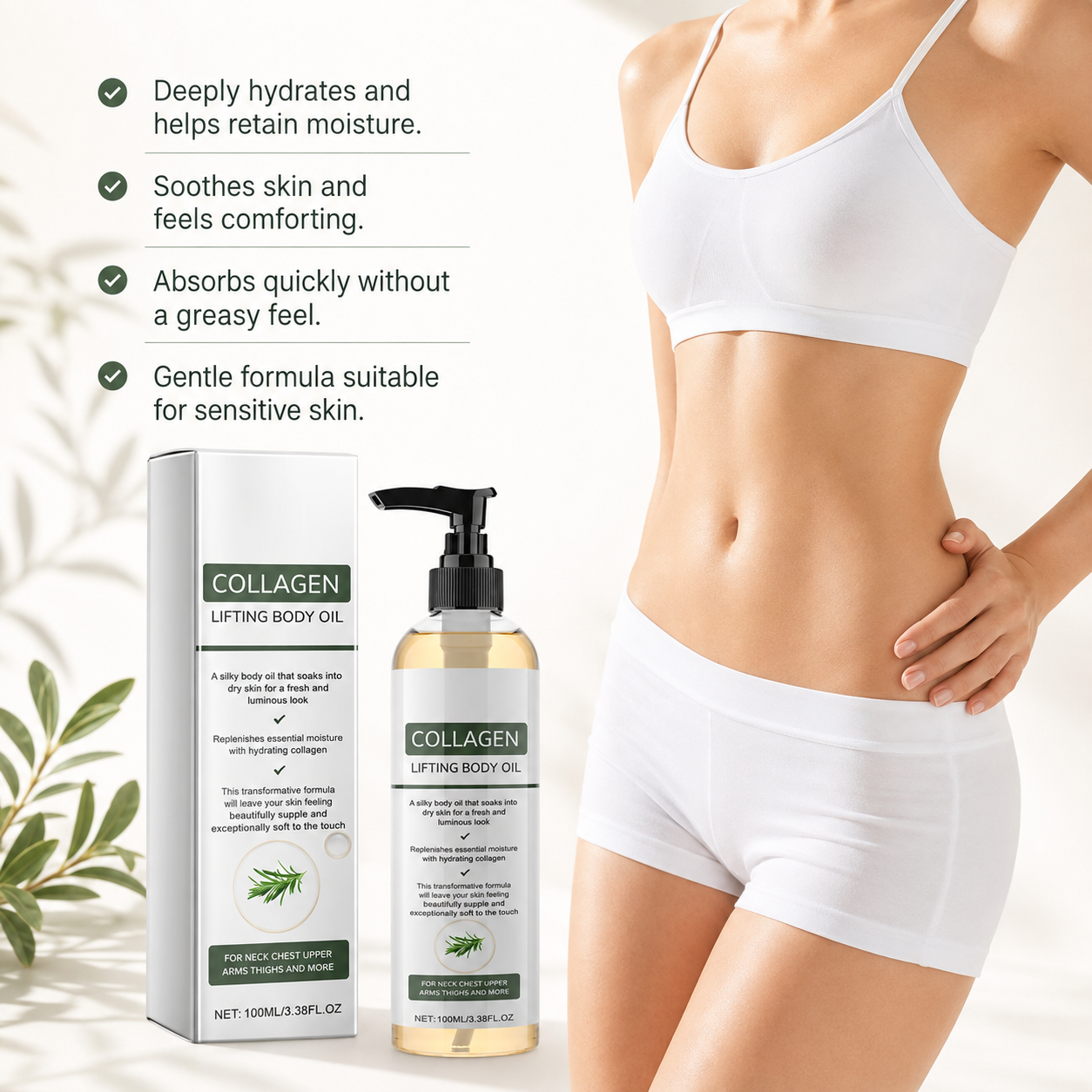 Rosemary Collagen Lifting Body Oil – Tightens and lifts sagging skin by 98% within 24 hours