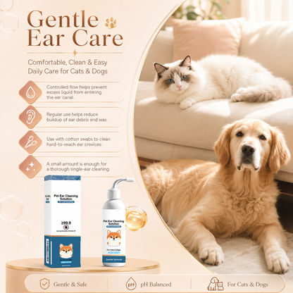 Gentle Pet Ear Wash for Dogs & Cats | Earwax & Odor Cleaning Solution