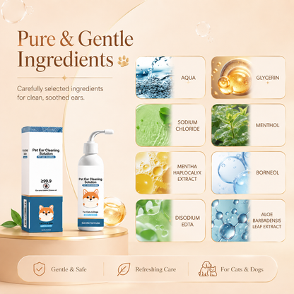 Gentle Pet Ear Wash for Dogs & Cats | Earwax & Odor Cleaning Solution