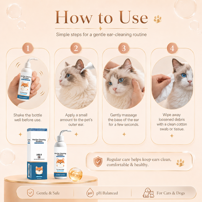 Gentle Pet Ear Wash for Dogs & Cats | Earwax & Odor Cleaning Solution