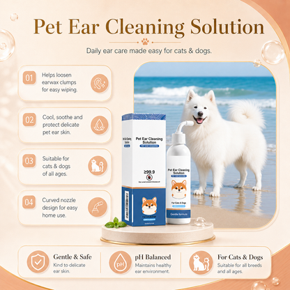Gentle Pet Ear Wash for Dogs & Cats | Earwax & Odor Cleaning Solution