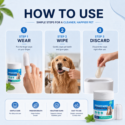 Dental Care Finger Wipes for Dogs & Cats – Easy Brush-Free Daily Oral Care