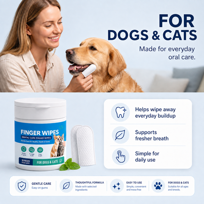 Dental Care Finger Wipes for Dogs & Cats – Easy Brush-Free Daily Oral Care