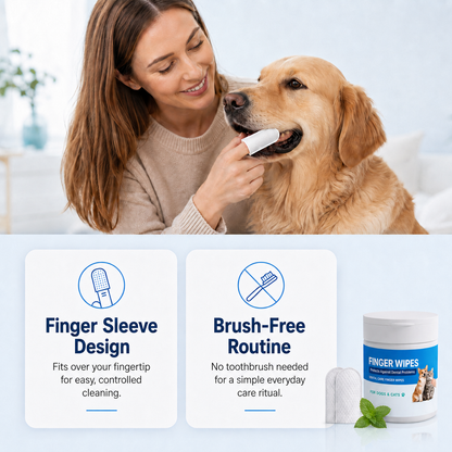 Dental Care Finger Wipes for Dogs & Cats – Easy Brush-Free Daily Oral Care