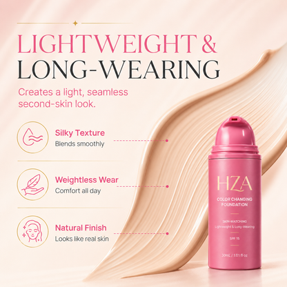HZA Color-Changing Foundation – Adaptive Skin-Matching Lightweight Foundation SPF 15