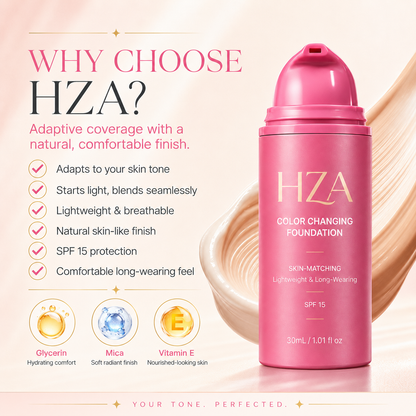 HZA Color-Changing Foundation – Adaptive Skin-Matching Lightweight Foundation SPF 15