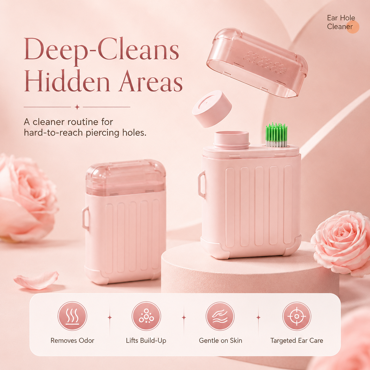 Rose-Infused Piercing Cleaning Floss – 0.3mm Gentle Ear Hole Cleanser, 240 PCS