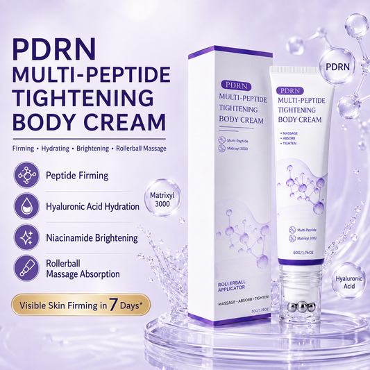 Crema Corporal PDRN Multipeptídica con Rodillo – Antienvejecimiento, Hidratante, Reafirmante y Reparadora de la Piel